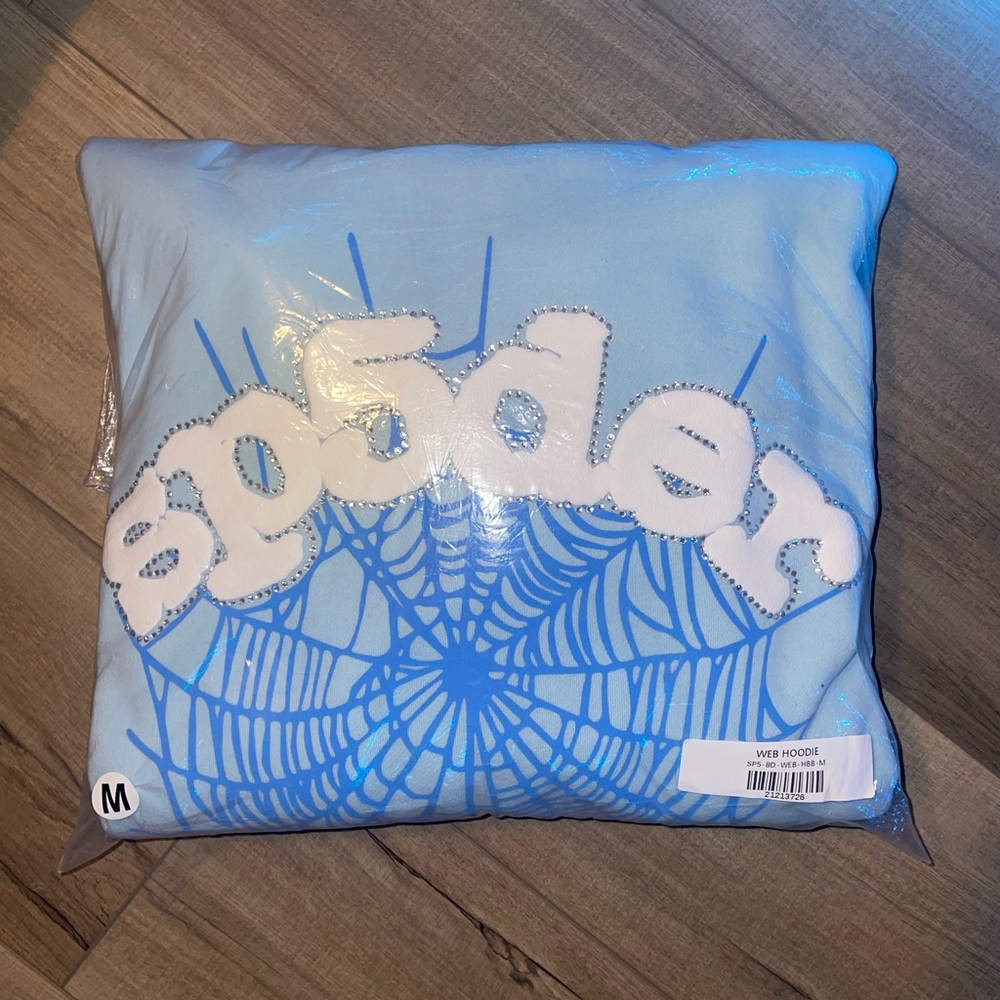 Sp5der Blue Cardigan Sweater